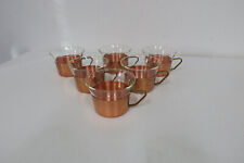 6 x Jenaer Glas Teegläser Teetassen Halter Kupfer - Messing -  Vintage 60er