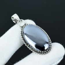 Natürlich Schungit Edelstein Anhänger 925 Sterlingsilber Handmade Schmuck Liebe