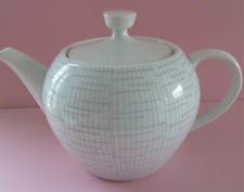 Melitta Teekanne für 2 Tassen grau weiß Gittermuster Bastdekor