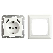 USB Steckdose flach Reinweiß