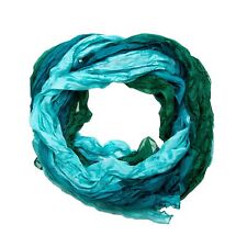 Knitterschal Halstuch Schal XXL grün türkis Farbverlauf 100% Seide 180x90cm