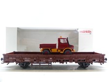 Märklin H0 00753-12 Rungenwagen mit Unimog, DB, AC, NEM, TOP in OVP #61210
