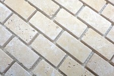 Handmuster Mosaik Fliese Travertin Naturstein beige Brick Chiaro Antique ...