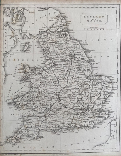 Antike karte von 1842 england - antike,