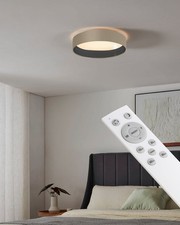 MY HOME LED Deckenleuchte Juria CCT Ø38 x H9 cm Textil-Stoffschirm Fernbedienung