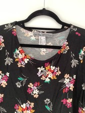 Kleid, Schwarz mit Blumenmuster, lange Ärmel gr 38, wie neu