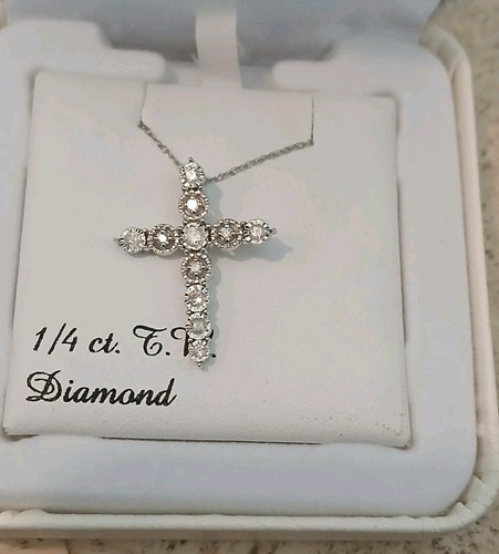 Diamant collier 10k kreuz - diamant,