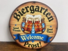BIERGARTEN Pils Bier Beer Werbeschild Vintage Retro 20cm BAR DEKO PARTY KELLER