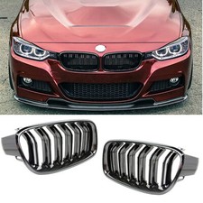 für BMW 3er F30 F31 F35 Limo Touring Nieren Grill GLANZ SCHWARZ Doppelsteg