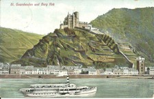 AK St. Goarshausen -Raddampfer, Burg Katz, Turm, Schiff -1910 gel. Sonderstempel