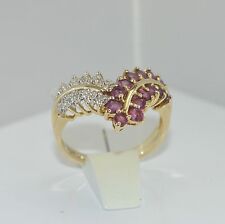  Vintage Damenring mit Turmalin & Brillanten / 375er 10 K Gold -57 (18,1 mm Ø)*