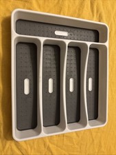 Besteckkasten Schubladen Kunststoff 5 Fächer Utensilienfach Küche Büro Weiß Grau