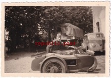 Foto Soldat Krad mit Beiwagen, PKW Tarnbeleuchtung, Frankreich, Einheit (A45
