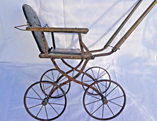 ANTIK HERRLICH PUPPEN WAGEN ca.1880 KINDERWAGEN EISEN FALTWAGEN VERSTELLBAR