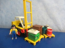 Gabelstapler Palette 80er Jahre Fässer Kisten Hafen Bau Eisenbahn Playmobil 2727
