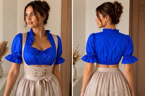 Dirndl bluse neu blau - dirndl,