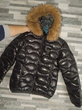 blauer Damen schwarz mit Fell