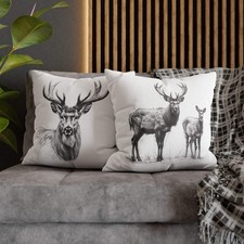 Dekorativer Kissenbezug, Winter Hirsch, Natur-Wohnaccessoire, Geschenk für Tierf