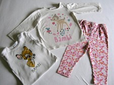 3 tlg. Set:  Shirt (H&M) mit Bambi + geblümte Hose + Body Bambi, Gr. 74/80