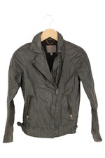 MUUBAA Damen Lederjacke Gr. 34/XS Grau Vintage Bikerjacke