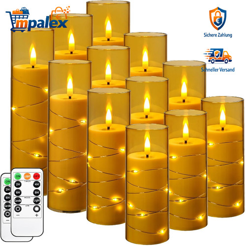 Led kerze acryl mit sternen - kerze,