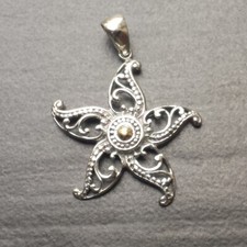 Ps- Seastar / Anhänger 925 Sterling Silber Schmuck Seestern Echt Silber Pendant