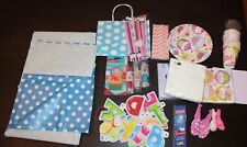 Kindergeburtstag Deko Wachstuch Tischdecke riesengroß blau rosa Punkte Sterne 