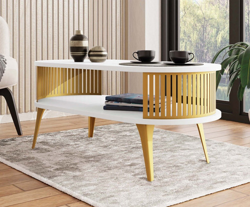 Couchtisch oval kozito gold - couchtisch,