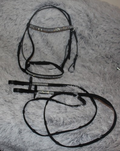 Strass leder ponytrense - leder, +