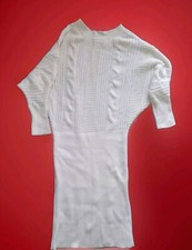 Strickkleid, Weiß,  Creme, Zopfmuster, Wie Neu, Gr. L