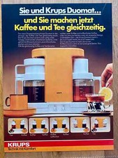 Krups Duomat Kaffee Tee gleichzeitig Maschine  1975 Vintage Advert Werbung