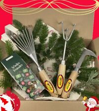 Polar Edelstahl 3er Gartengeräte-Set Spaten Grubber Kleinfeger mit Holzgriff 