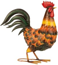 Metallhahn stehend bunt 40cm Tierfigur Bauernhof Haus Hof Garten Dekoration Deko