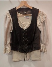 Dirndl Tracht Echtleder Oktoberfest Weste Corsage Schnüren Mittelalter S M 36 38