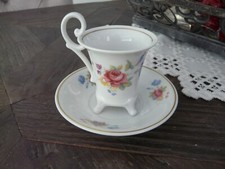 Weimarer Porzellan - Espresso Tasse Empire Stil weiß Rosendekor