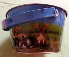 Ostern Dekoration Blecheimer Eimer Hasenmotiv ca. 10 cm hoch