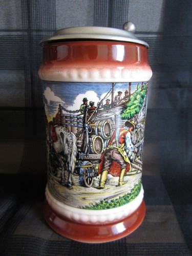 Bierkrug mit zinndeckel - bierkrug,
