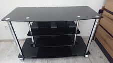 TV Fernsehtisch TV Rack Phono HiFi Schwarzglas Glastisch auf Rollen wie NEU!!!