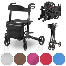 Rollator Gehhilfe Laufhilfe Gehwagen Aluminium faltbar Sitzfläche Tasche Juskys®