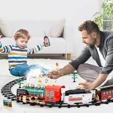 Elektrischer Zug Set Eisenbahn Schienen Spielzeug Dampflokomotive Weihnachten