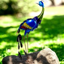 Gartenfiguren große Tiere - XXL Pfau blau handgefertigt Metall wetterfest 85cm