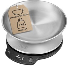 LEBENLANG Digitale Küchenwaage mit Schüssel | 5kg Tragkraft & 1gr. Präzise