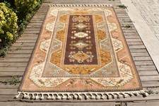 Türkischer Teppich 62 Zoll x 92 Zoll Vintage Teppich Milas Carpet 5 x 7 Gedec...