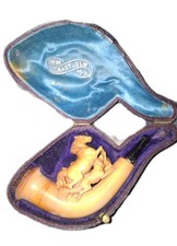 Antike Meerschaumpfeife C. Kast Ulm Handgeschnitzt Jagdszene Pfeife