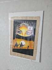 Papyrus Beduinen Frau,31x43cm, Handarbeit, Echtheitszertifikat. Ägypten / Luxor