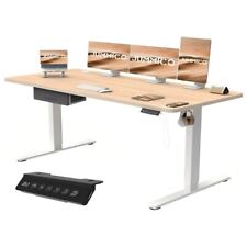 Höhenverstellbarer Schreibtisch Computertisch Bürotisch 160x70 Stauraum Beige