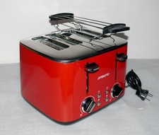GT-TR-FS-01 Retro Metall Toaster 4 Schlitz 1600W 7 Stufen Brotaufsatz Rot EDELST