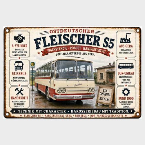Blechschild fleischer bus - s5,