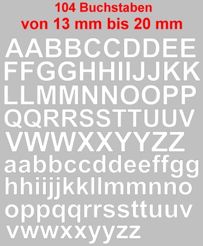 104 buchstaben weiss - weiss, aufkleber