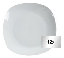Speiseteller 12er Set Flachteller Essteller Flach Porzellan Weiß Eckig 27 cm